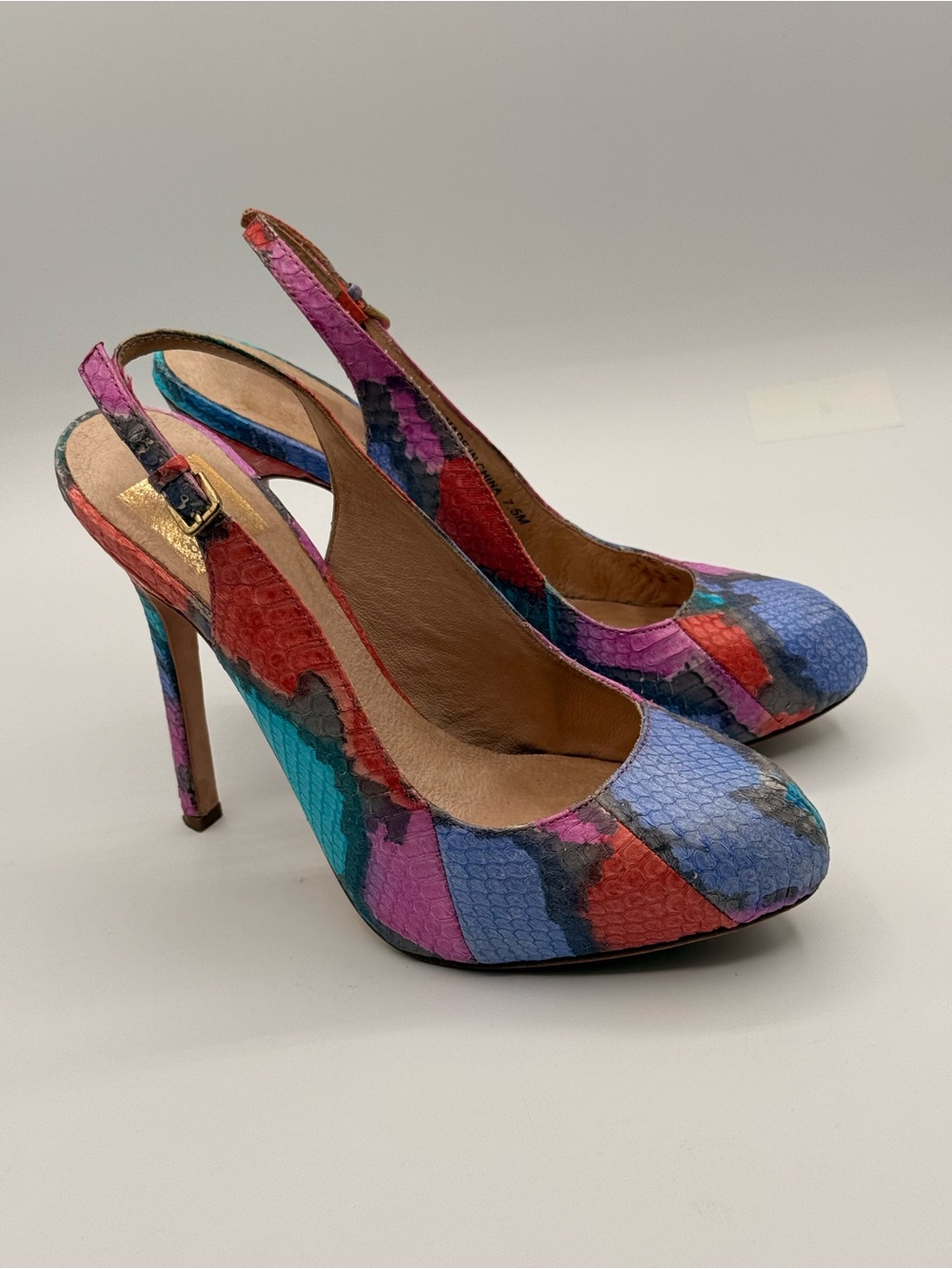 Dolce Vita Multicolor Snakeskin Slingback Heels | Pointed Toe Statement Stiletto - Picture 6 of 17